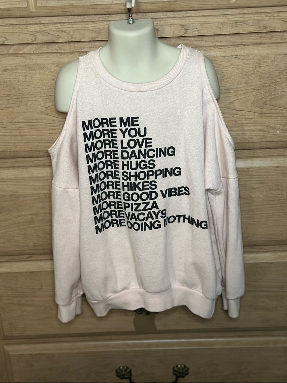 Forever 21 Girls Baby Pink Graphic Cold-Shoulder Long Sleeve Top | Size 9/10Y
